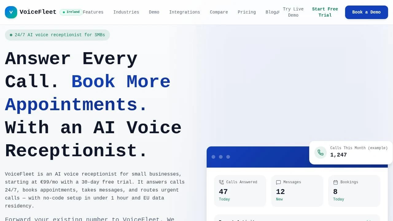 VoiceFleet website preview