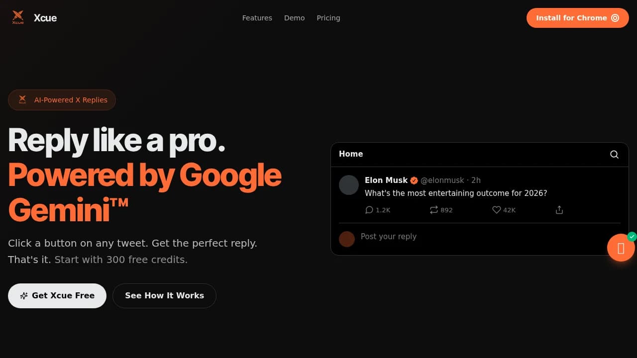 Xcue website preview
