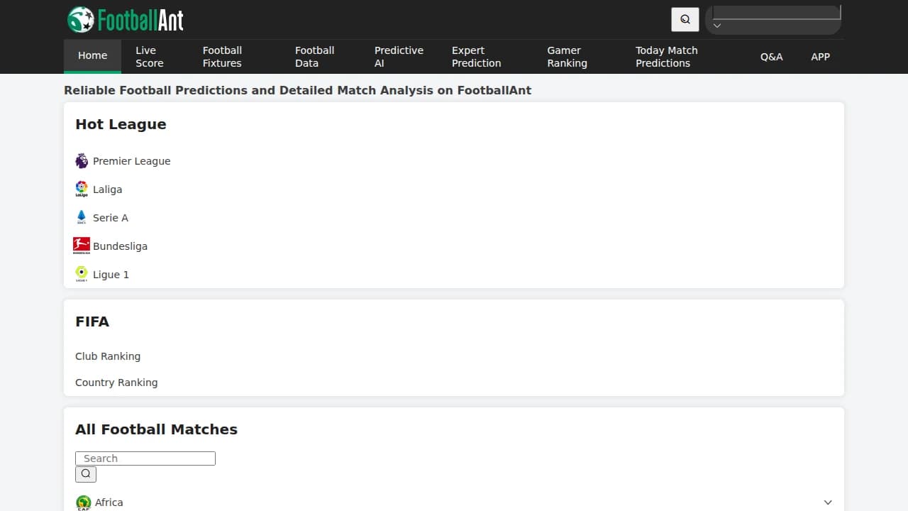 FootballAnt website preview