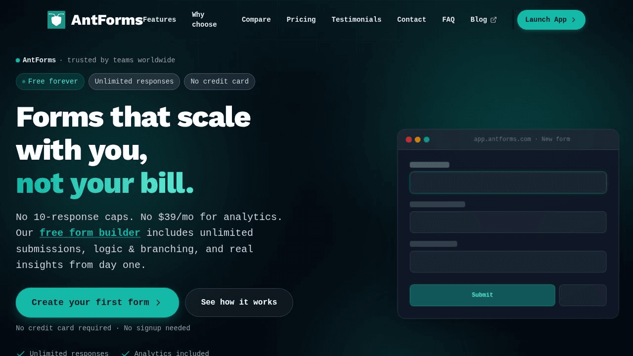 AntForms website preview