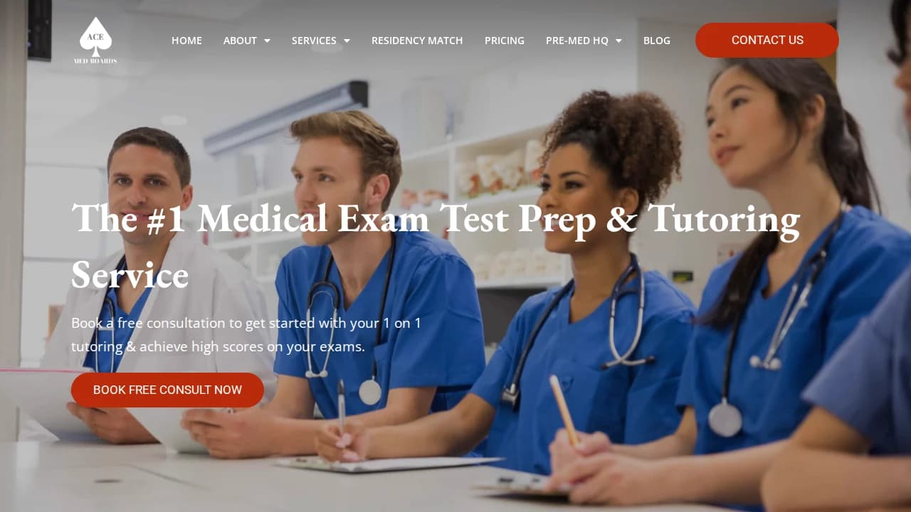 Ace Med Boards website preview