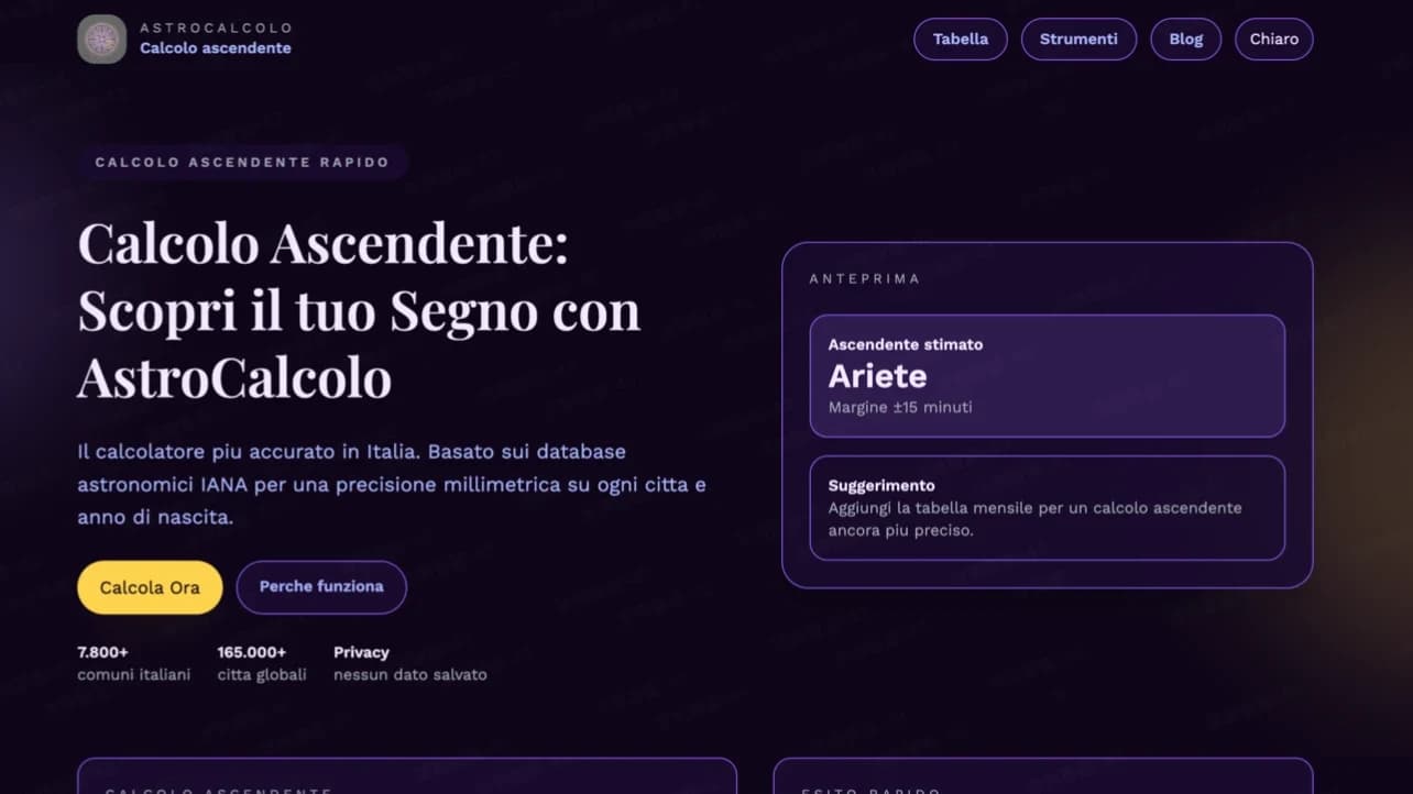 Astrocalcolo - Astrology website preview