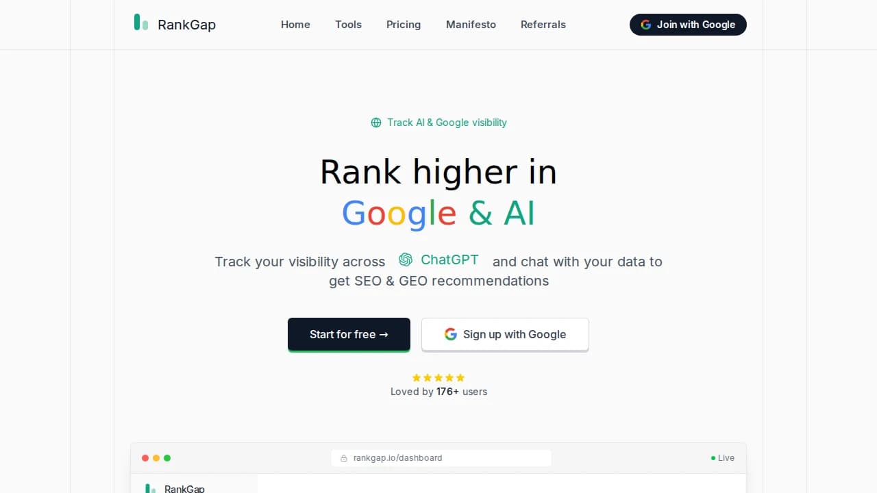 RankGap website preview