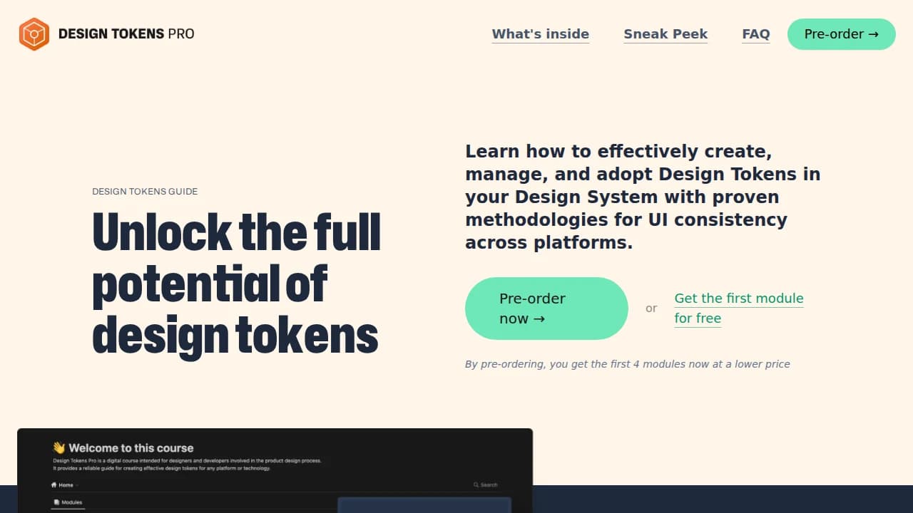 Designtokens website preview