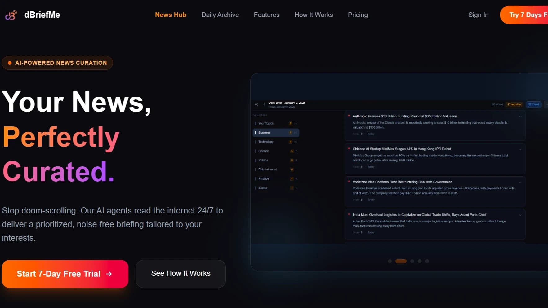dbriefme website preview