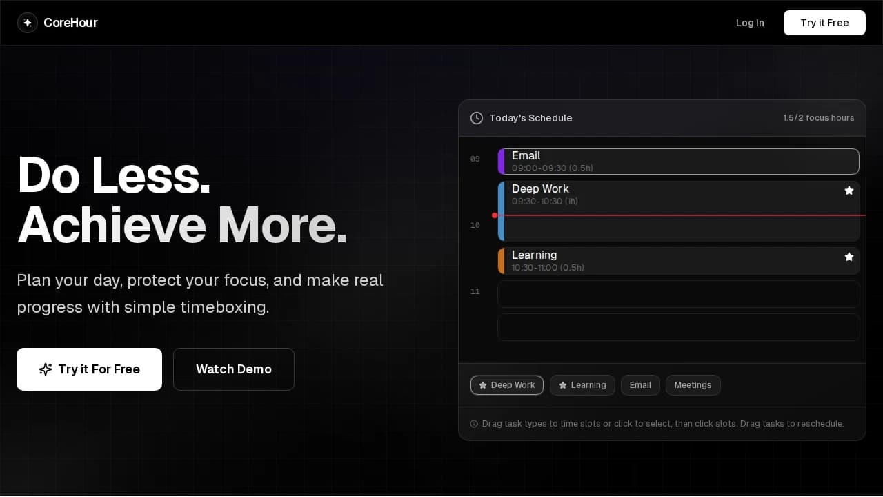 CoreHour website preview