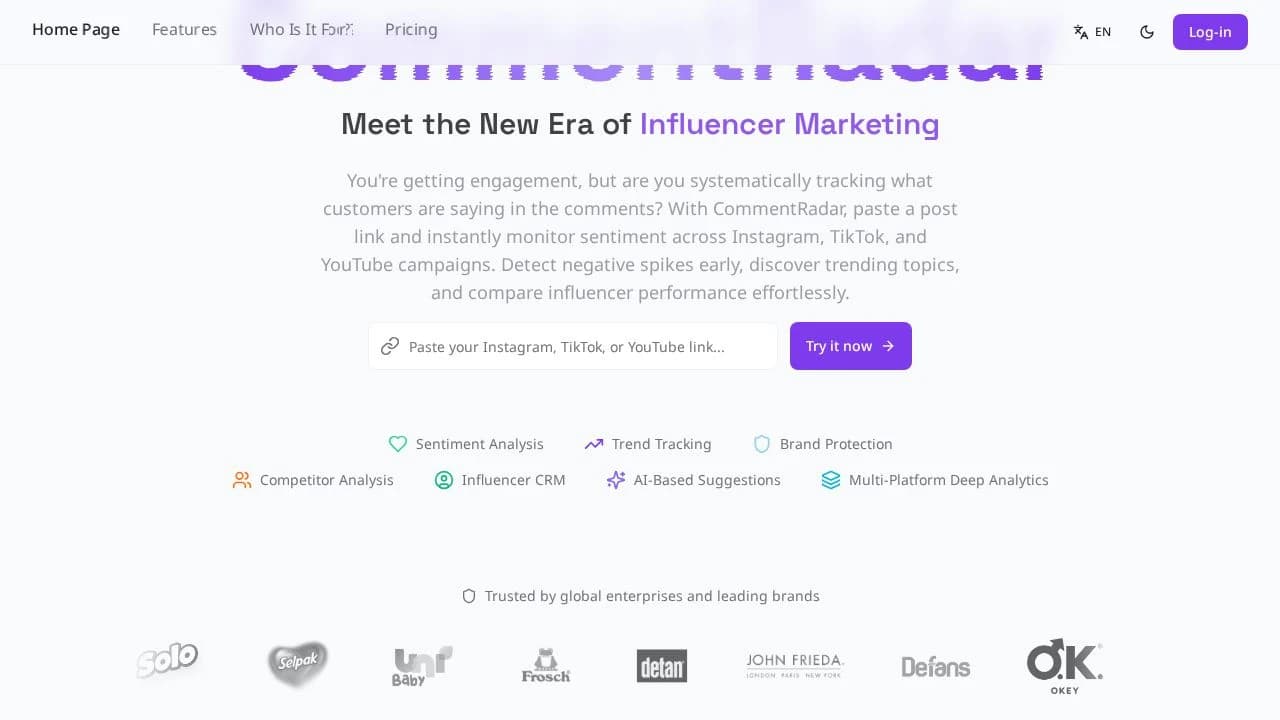 CommentRadar website preview