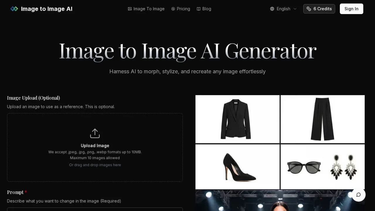 Image to Image AI website preview