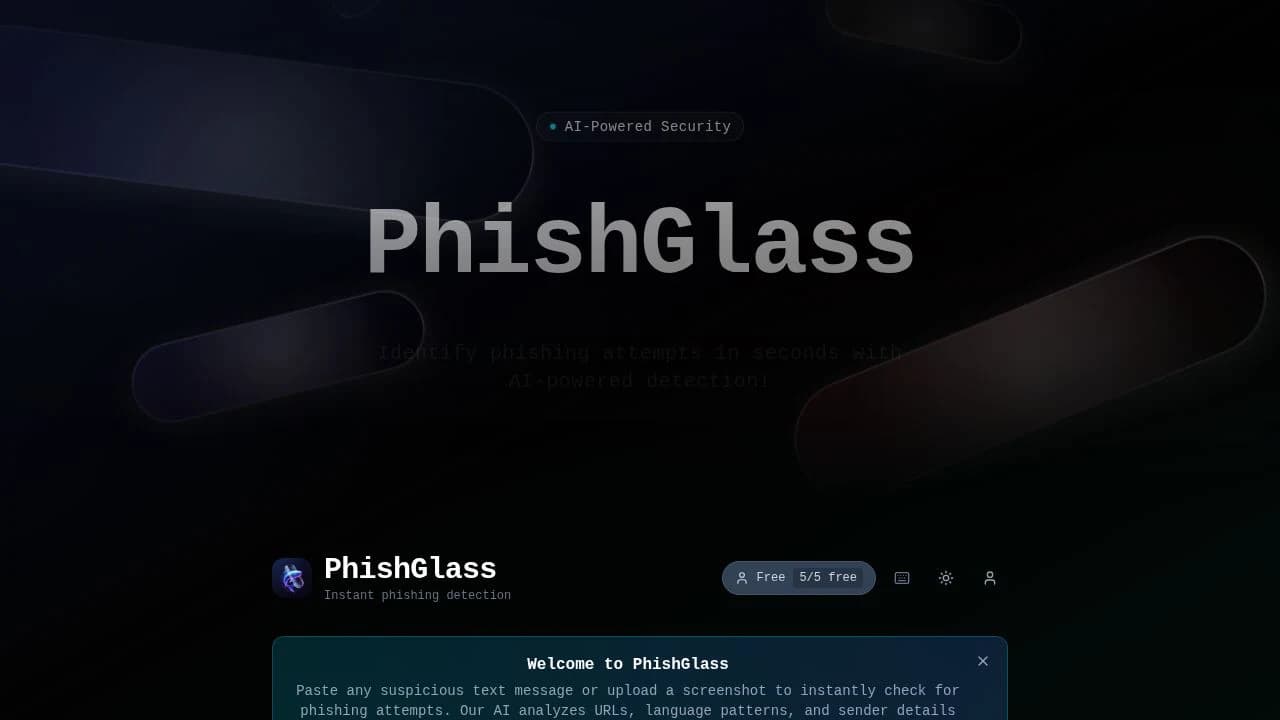 PhishGlass website preview