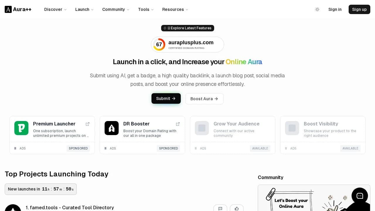 Aura++ website preview