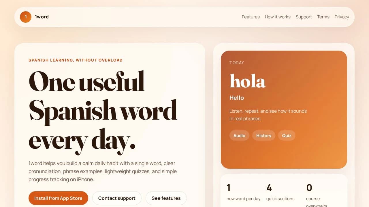 Spanish Word Of The Day website preview