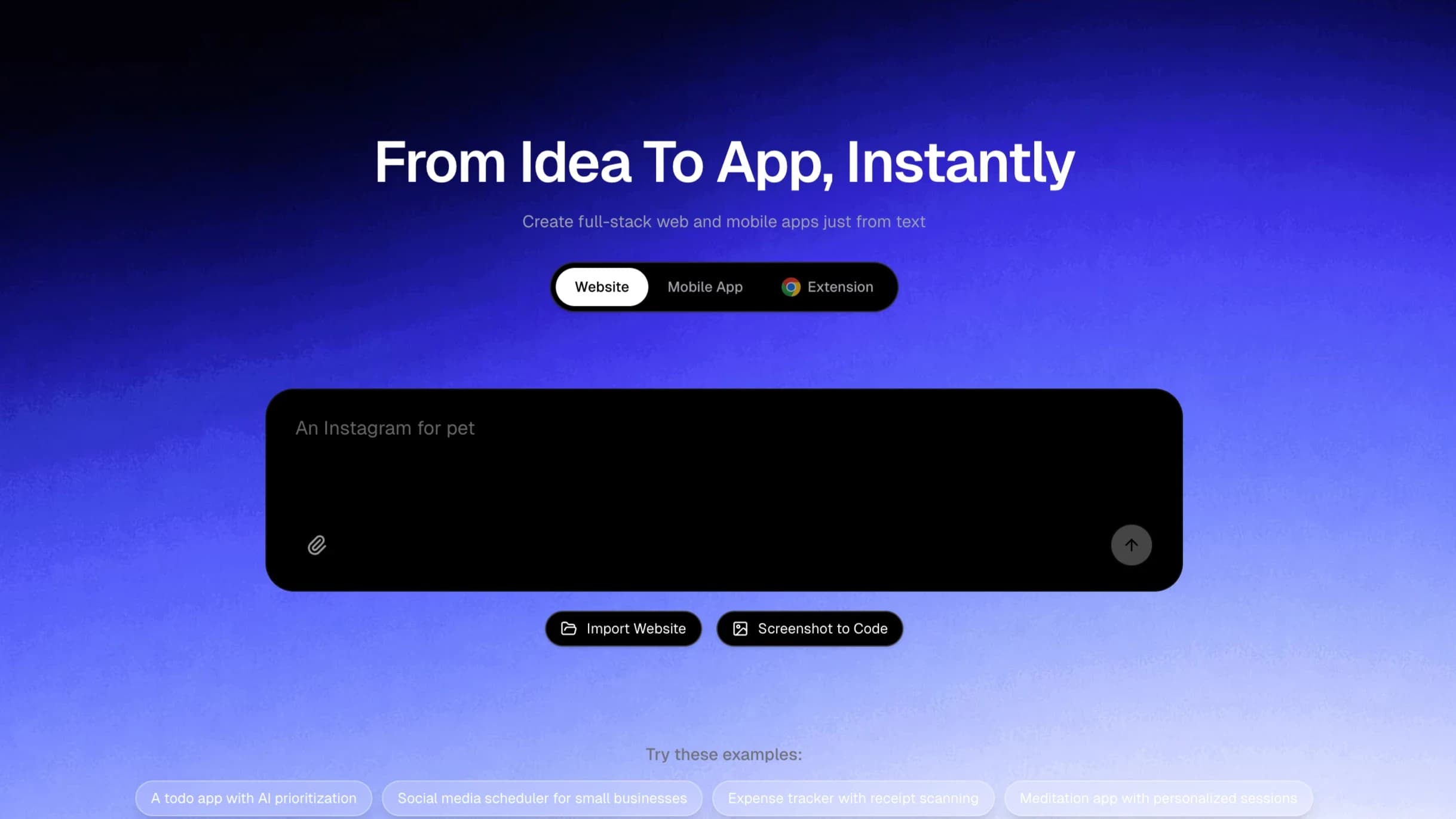 Prompt To App website preview
