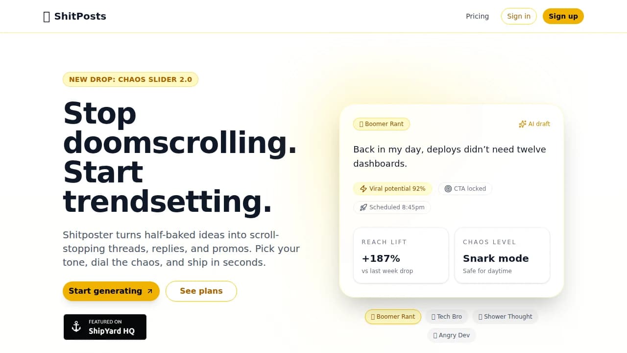 ShitPosts website preview
