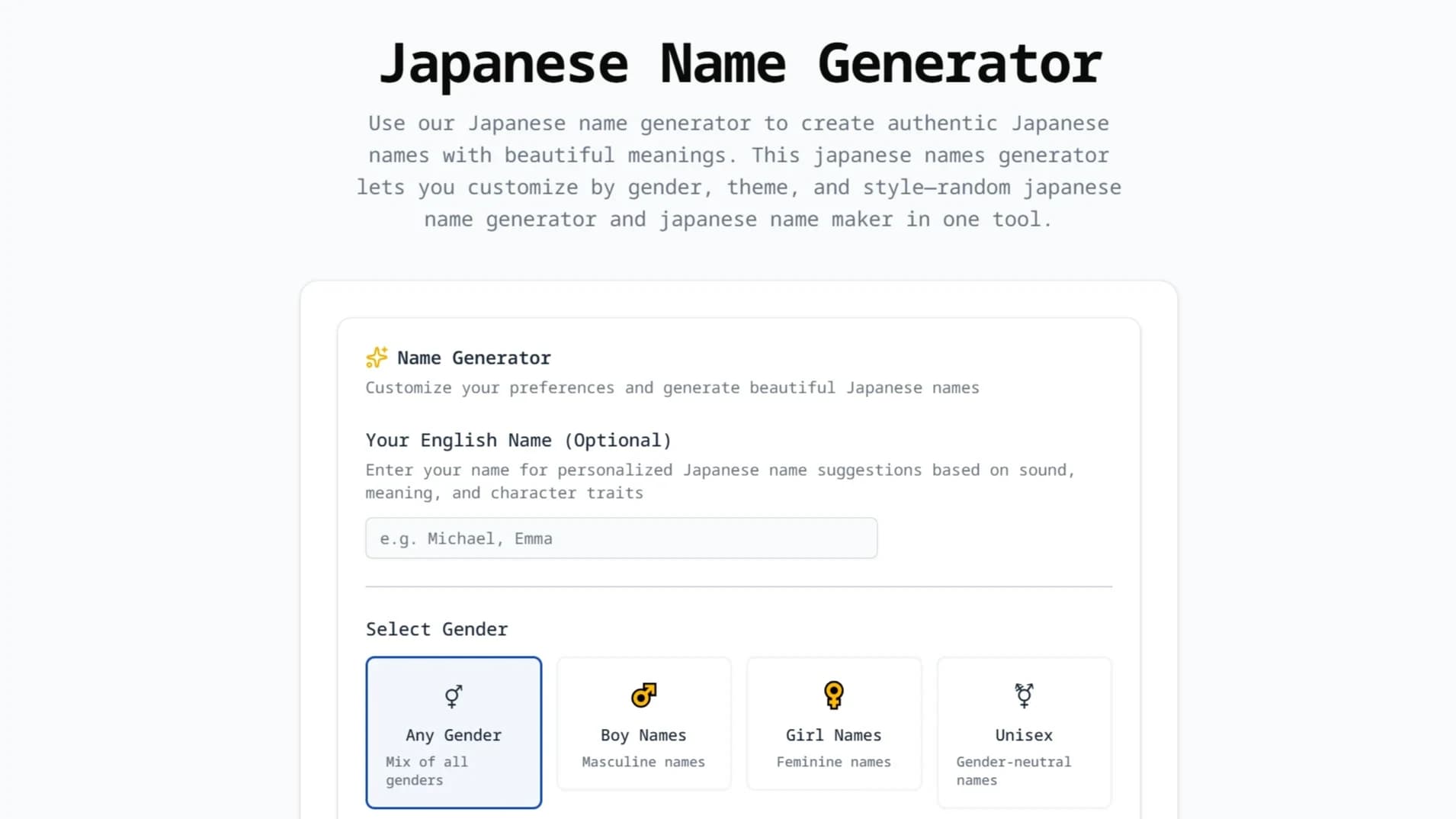 Japanese Name Generator preview