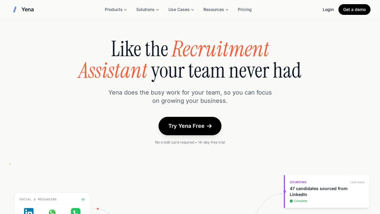 Yena website preview