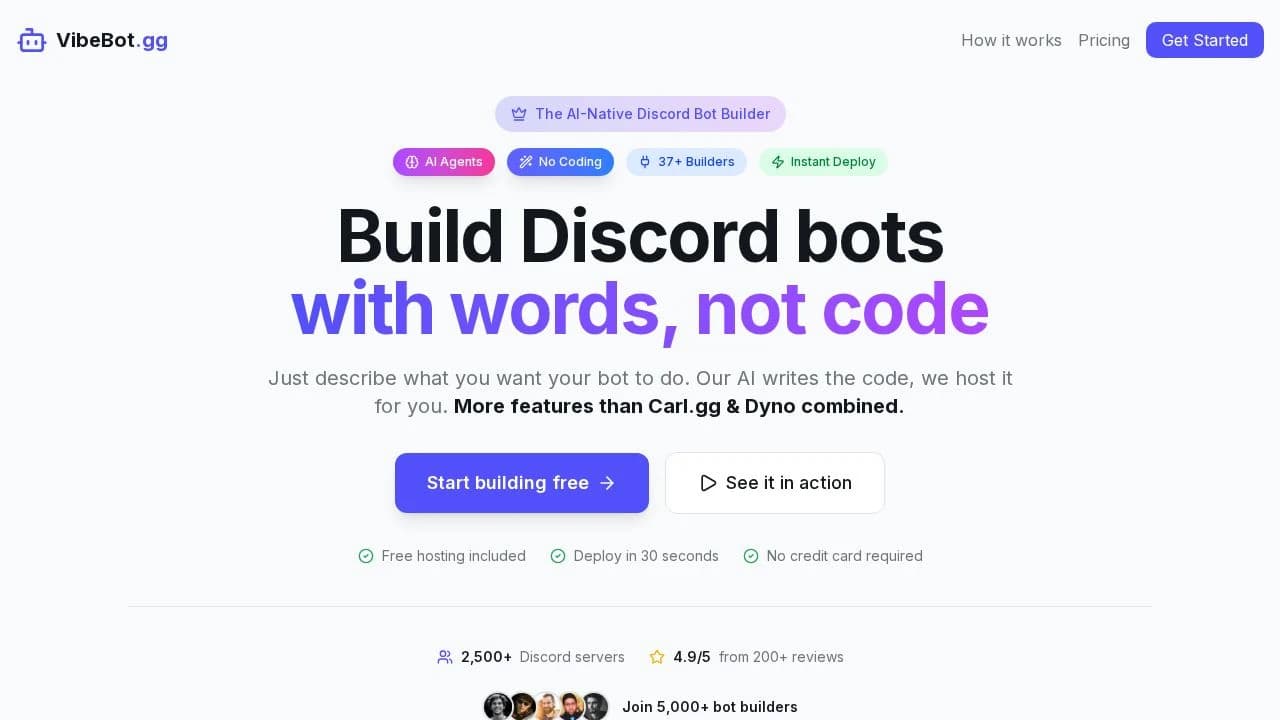 VibeBot website preview
