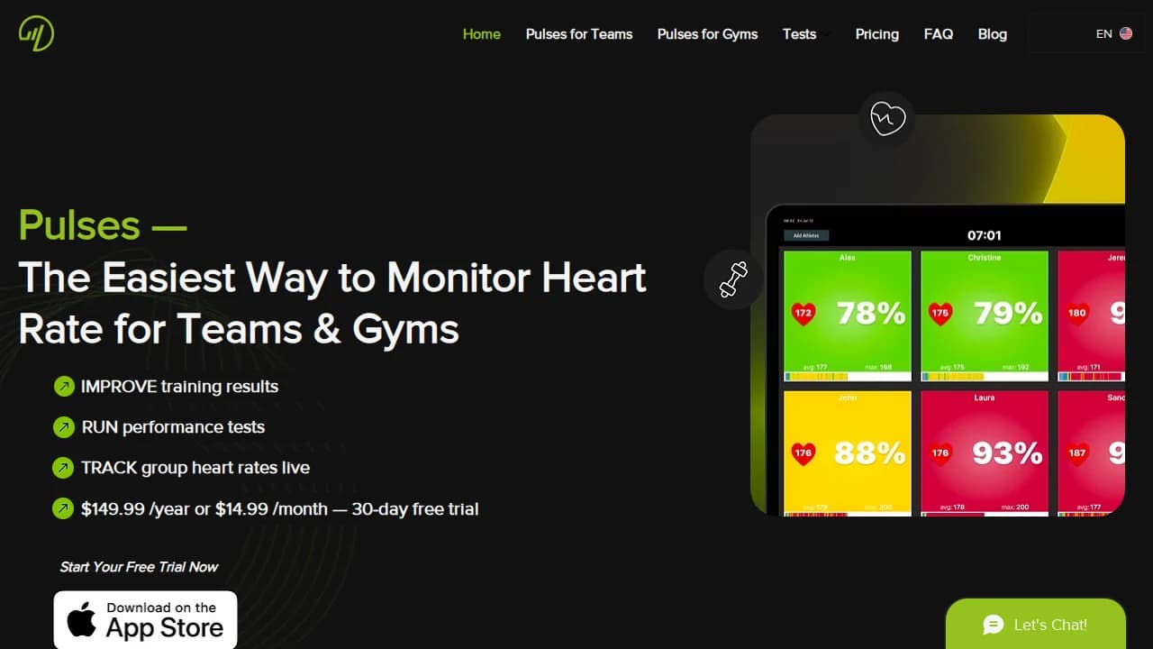 Pulses App website preview