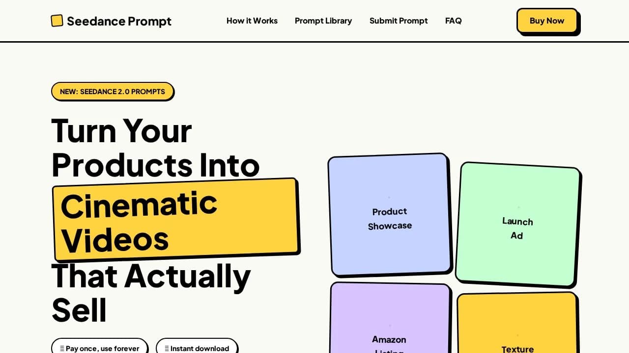 Seedance Prompt website preview