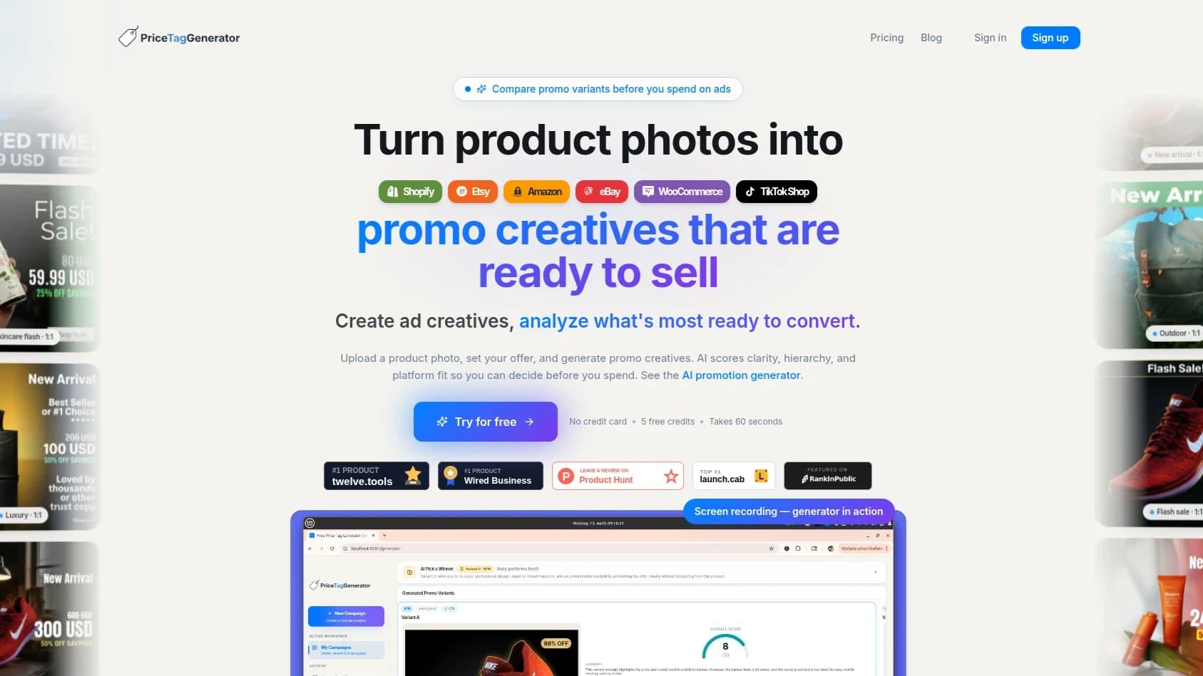PriceTagGenerator website preview