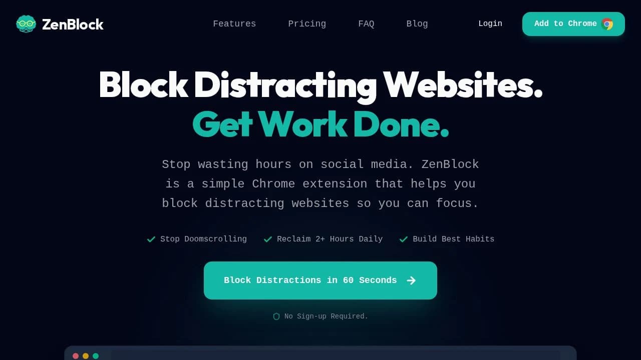 ZenBlock website preview