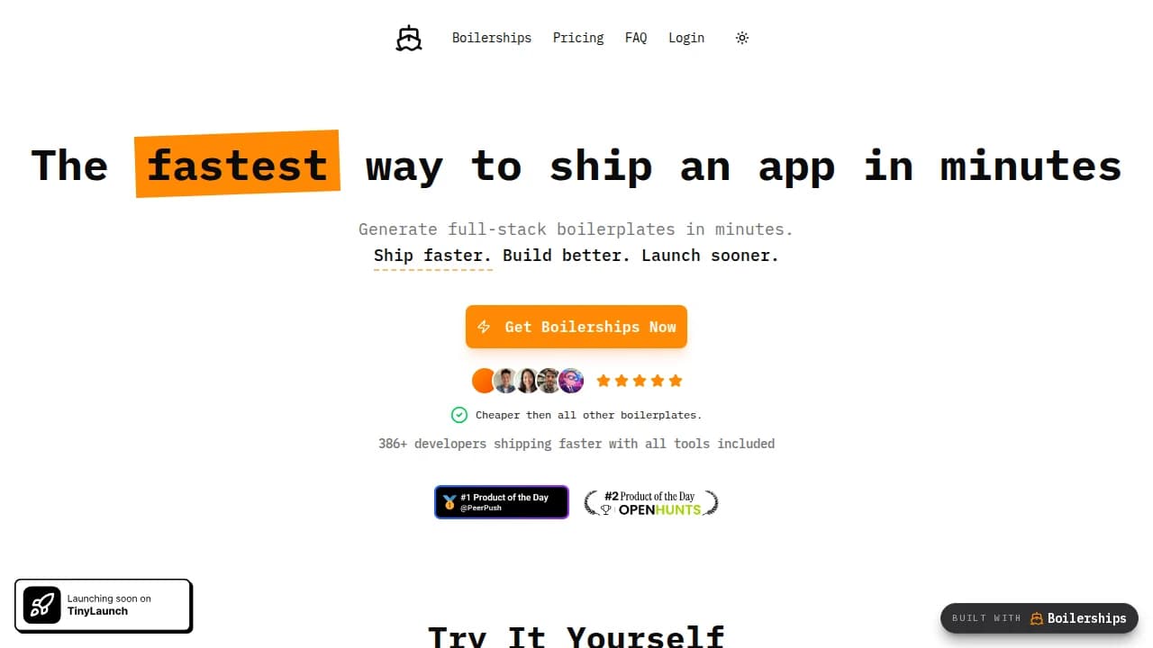 Boilerships website preview