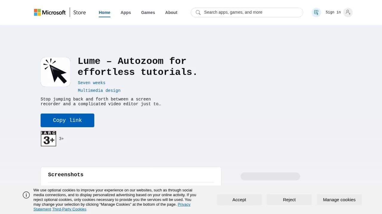Lume website preview