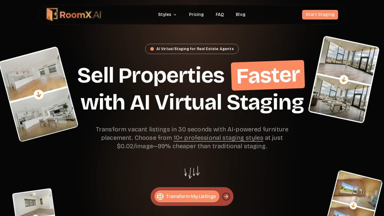 RoomX AI website preview
