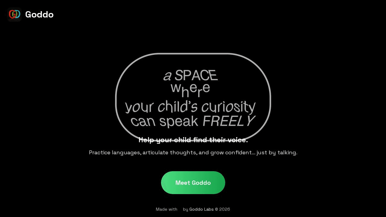 Goddo - ai friend for kids website preview