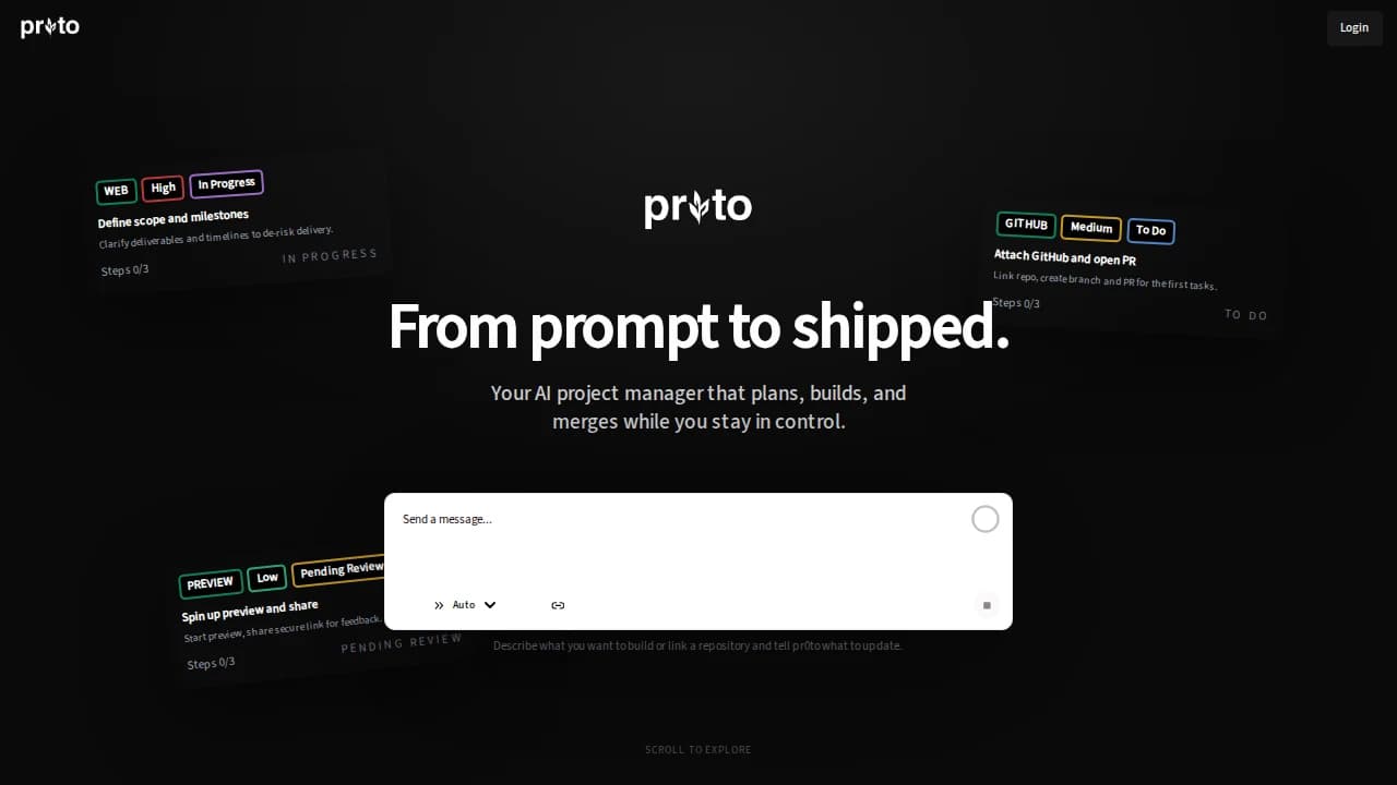 pr0to website preview