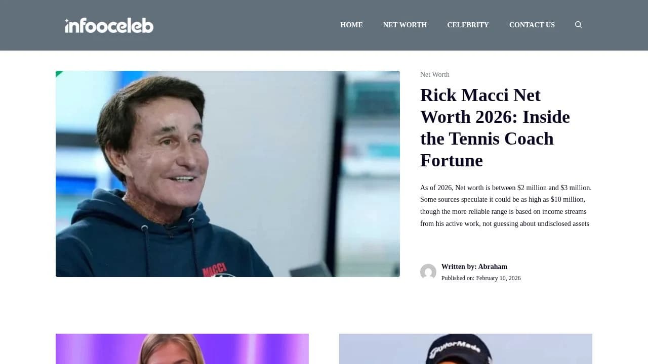 infooceleb website preview