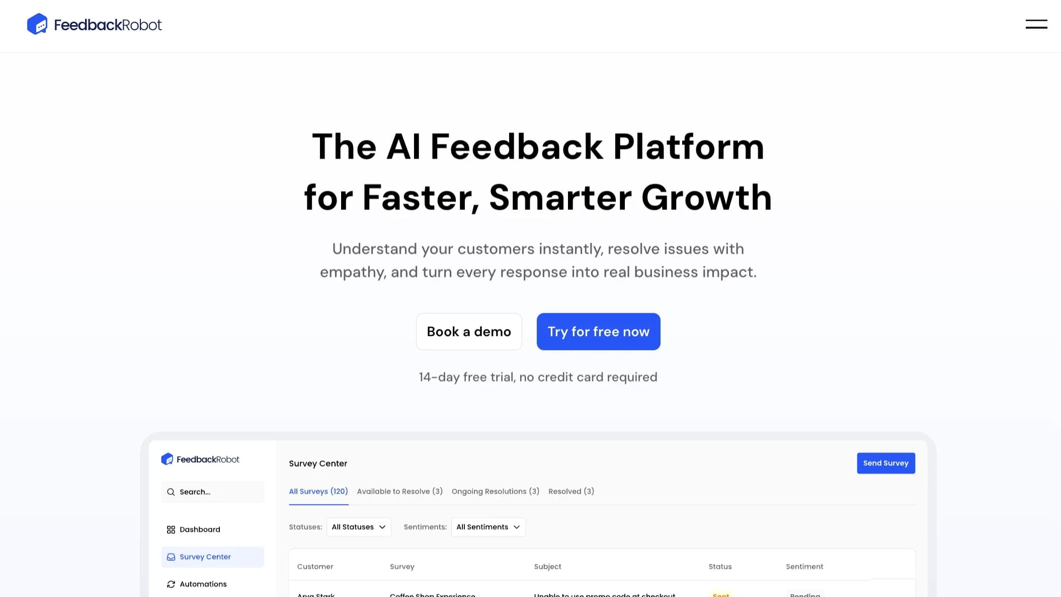 FeedbackRobot website preview