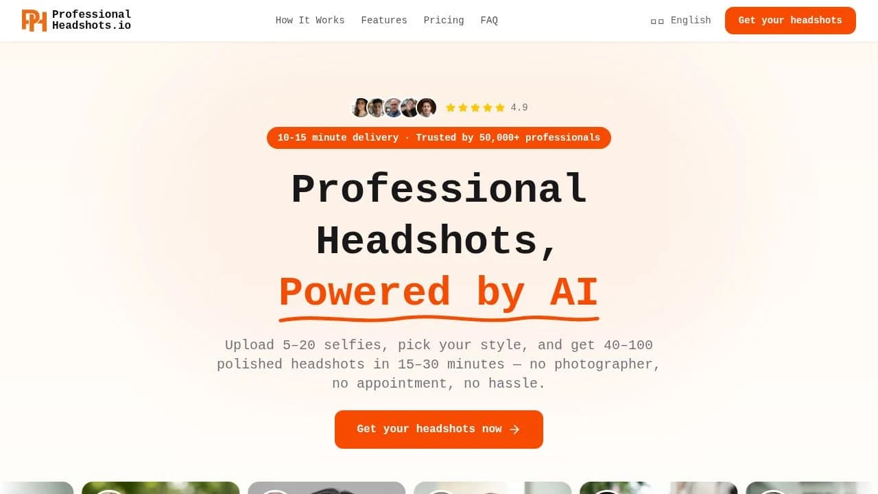 ProfessionalHeadshot.io website preview