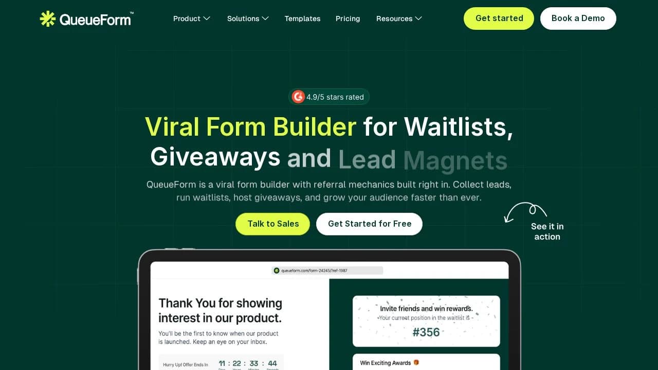 QueueForm website preview