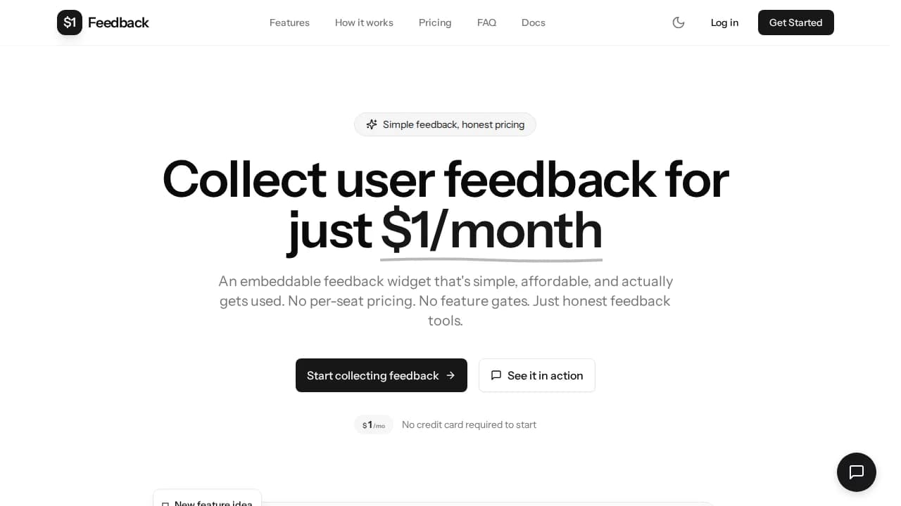 One Dollar Feedback website preview