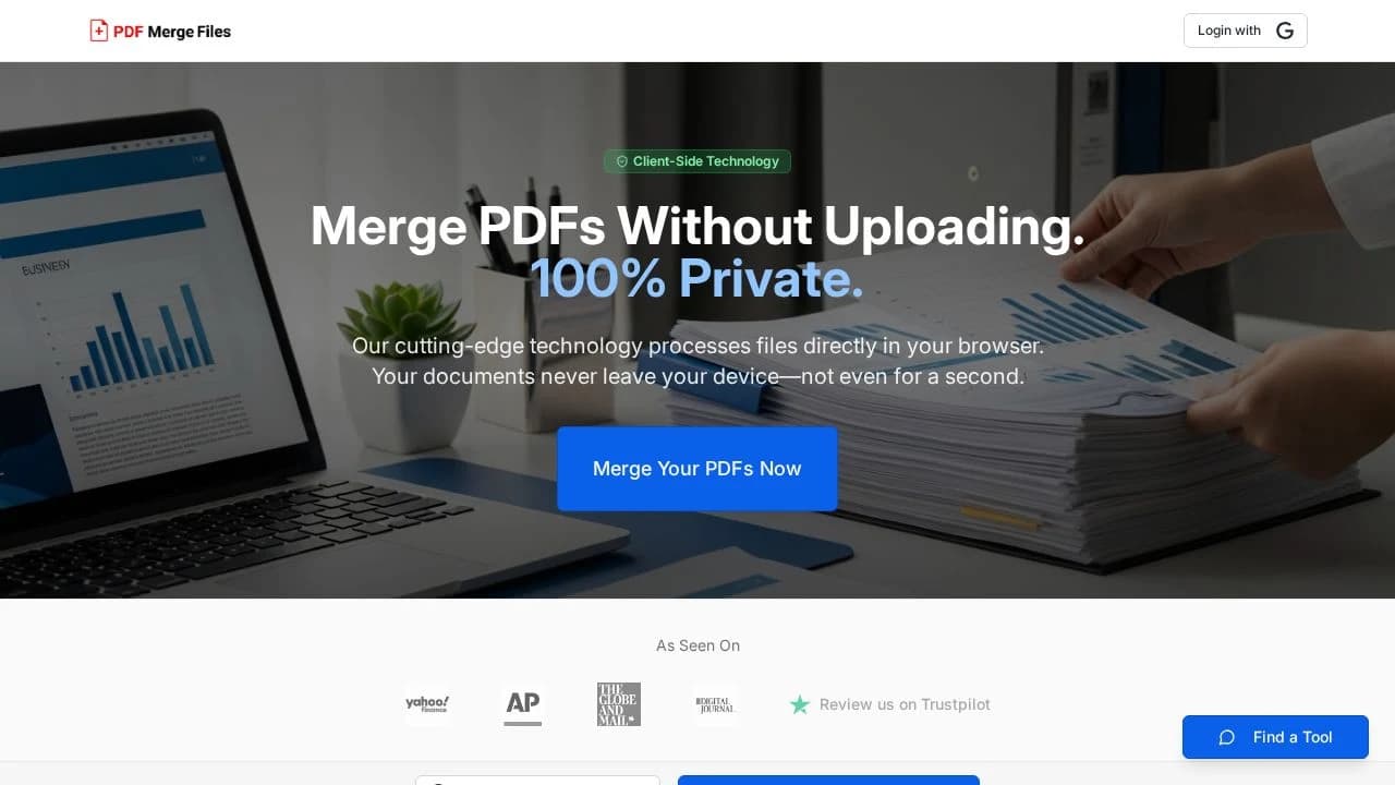 PDF Merge Files website preview