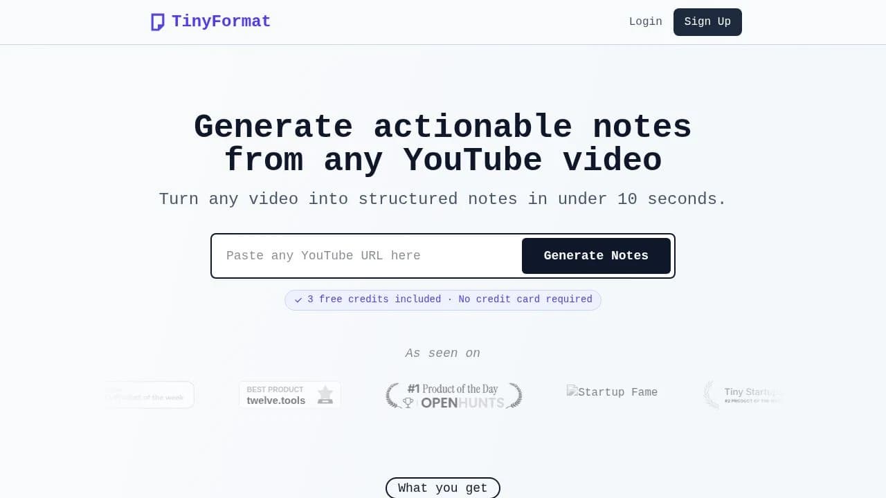 TinyFormat website preview