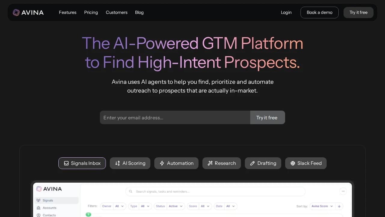 avina.io website preview