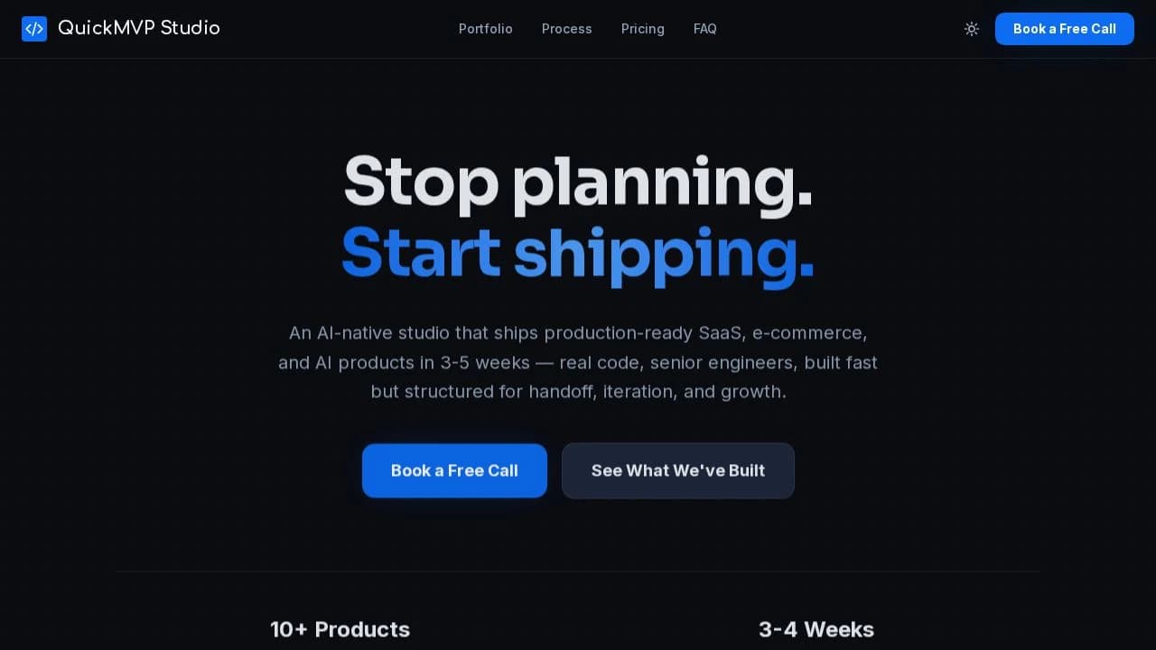 quickmvp website preview