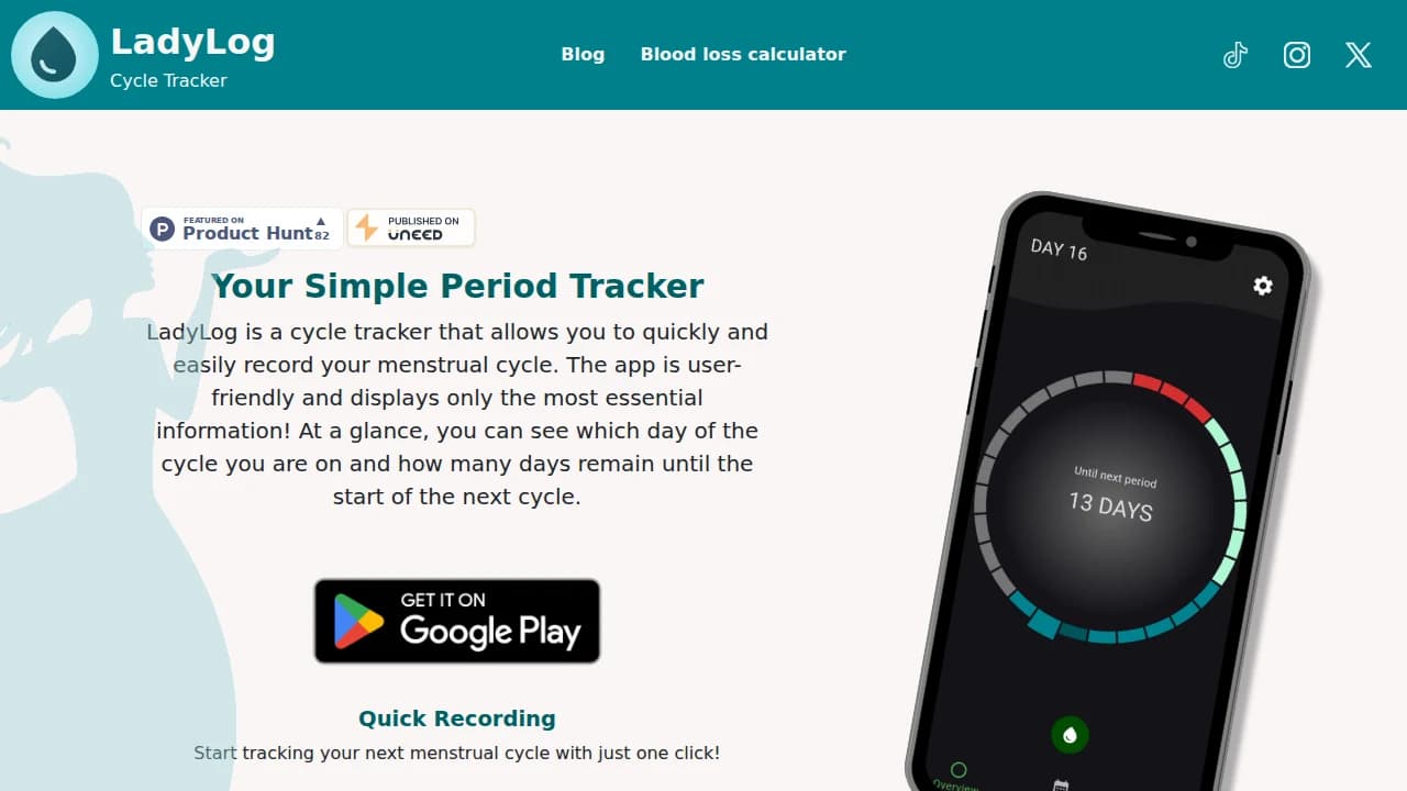 Ladylog website preview