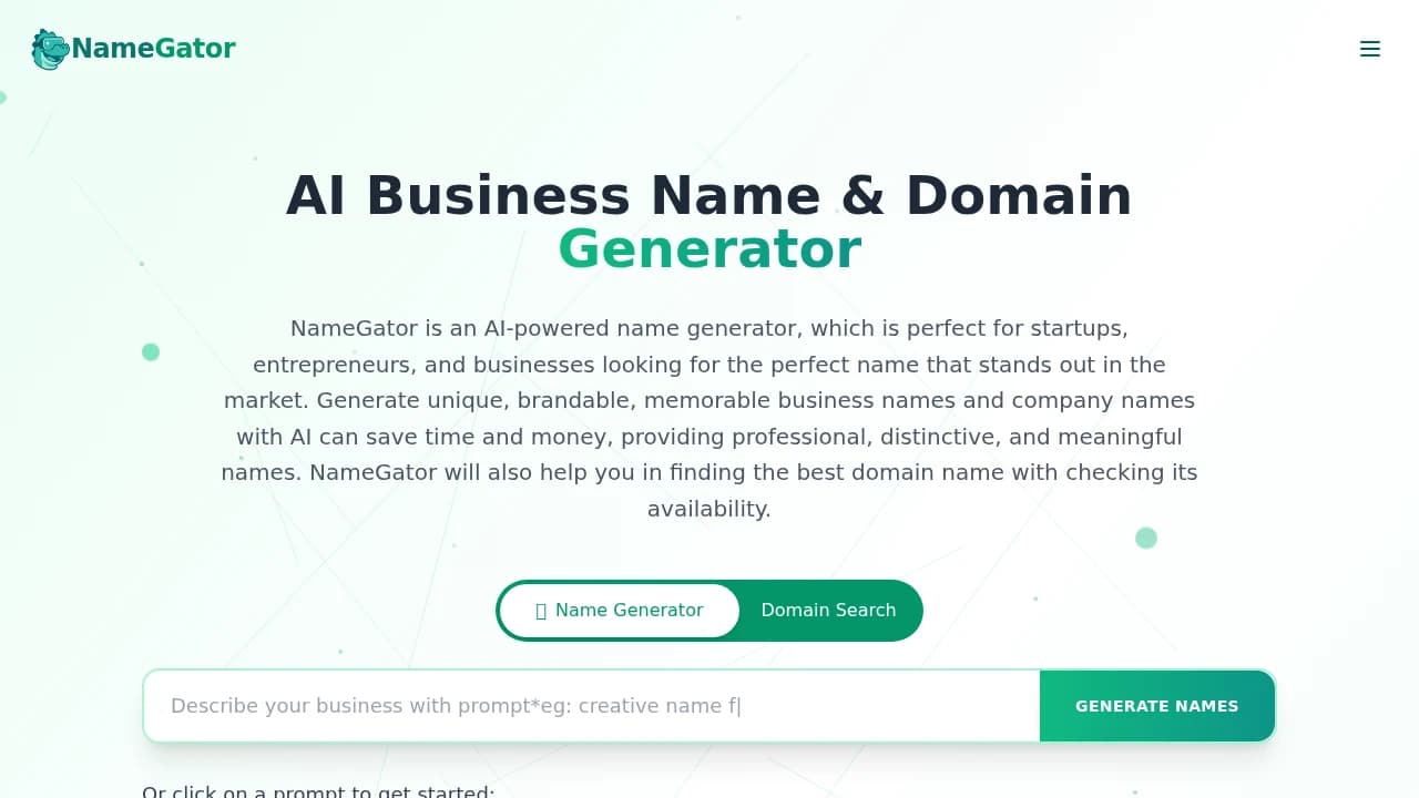 Namegator website preview