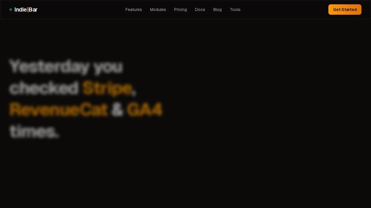 Indie Bar - Revenue Tracker website preview