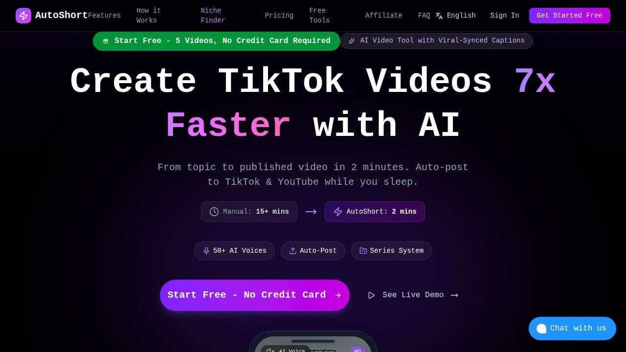 AutoShort website preview