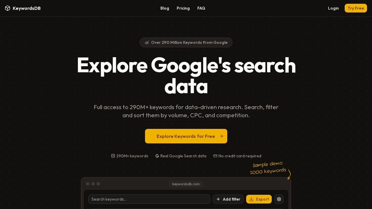 KeywordsDB website preview
