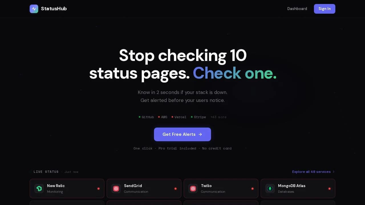 StatusHub website preview