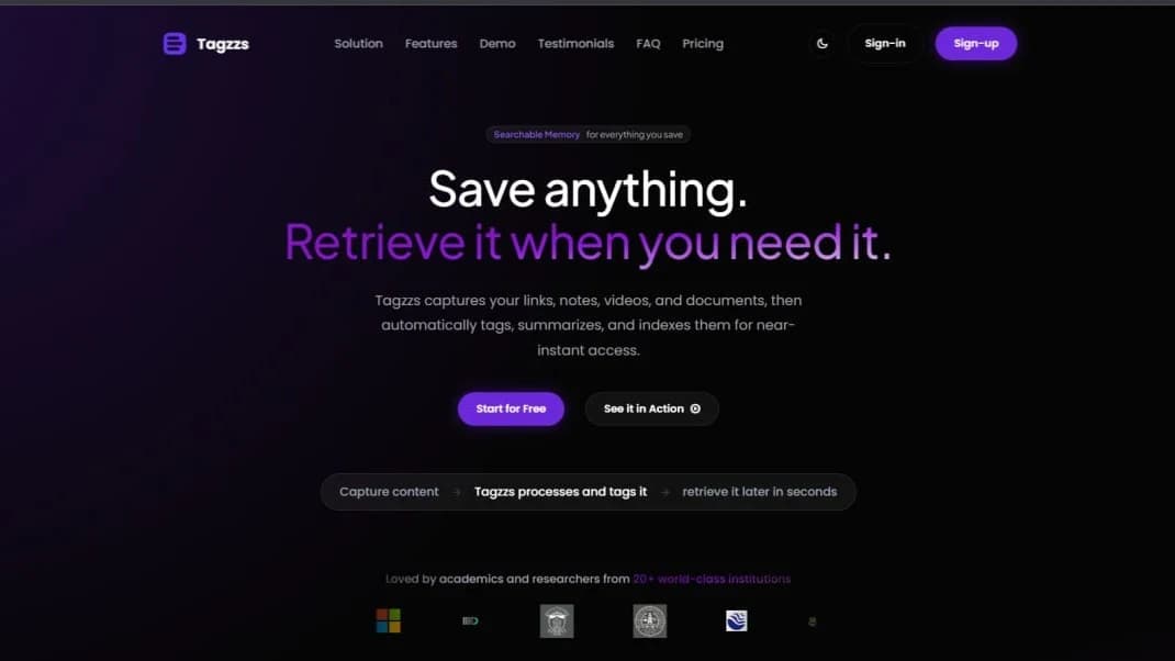 Tagzzs website preview