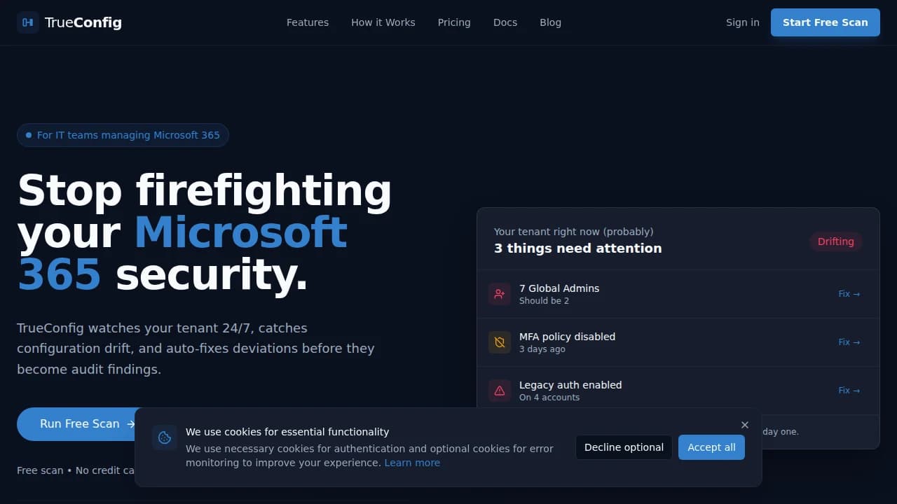 TrueConfig website preview