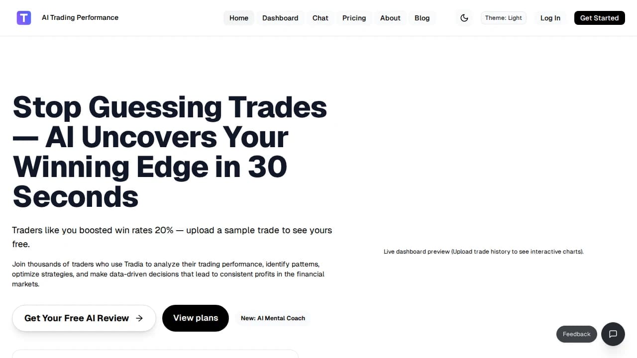 Tradia website preview