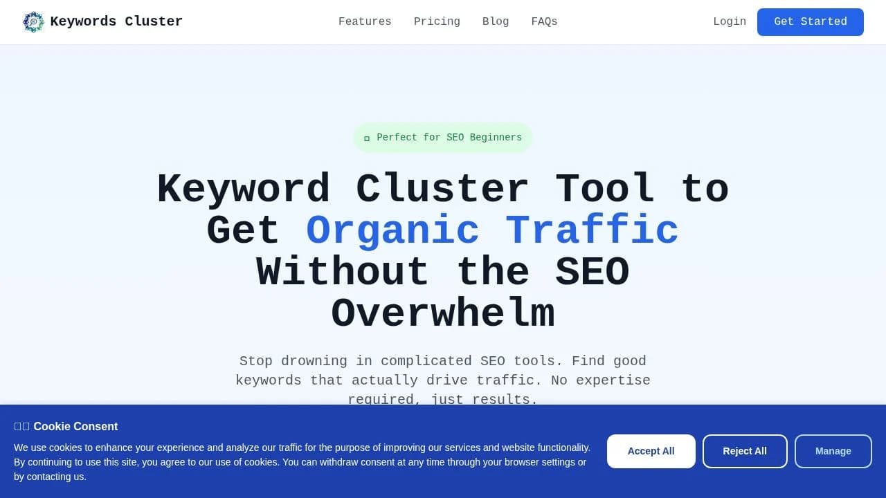 Keywords Cluster website preview