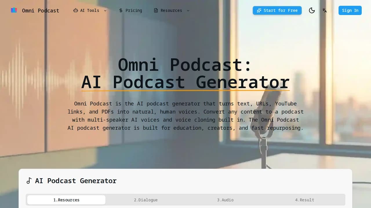 Omni Podcast website preview