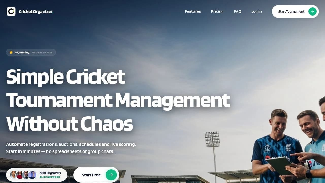 cricketorganizer website preview